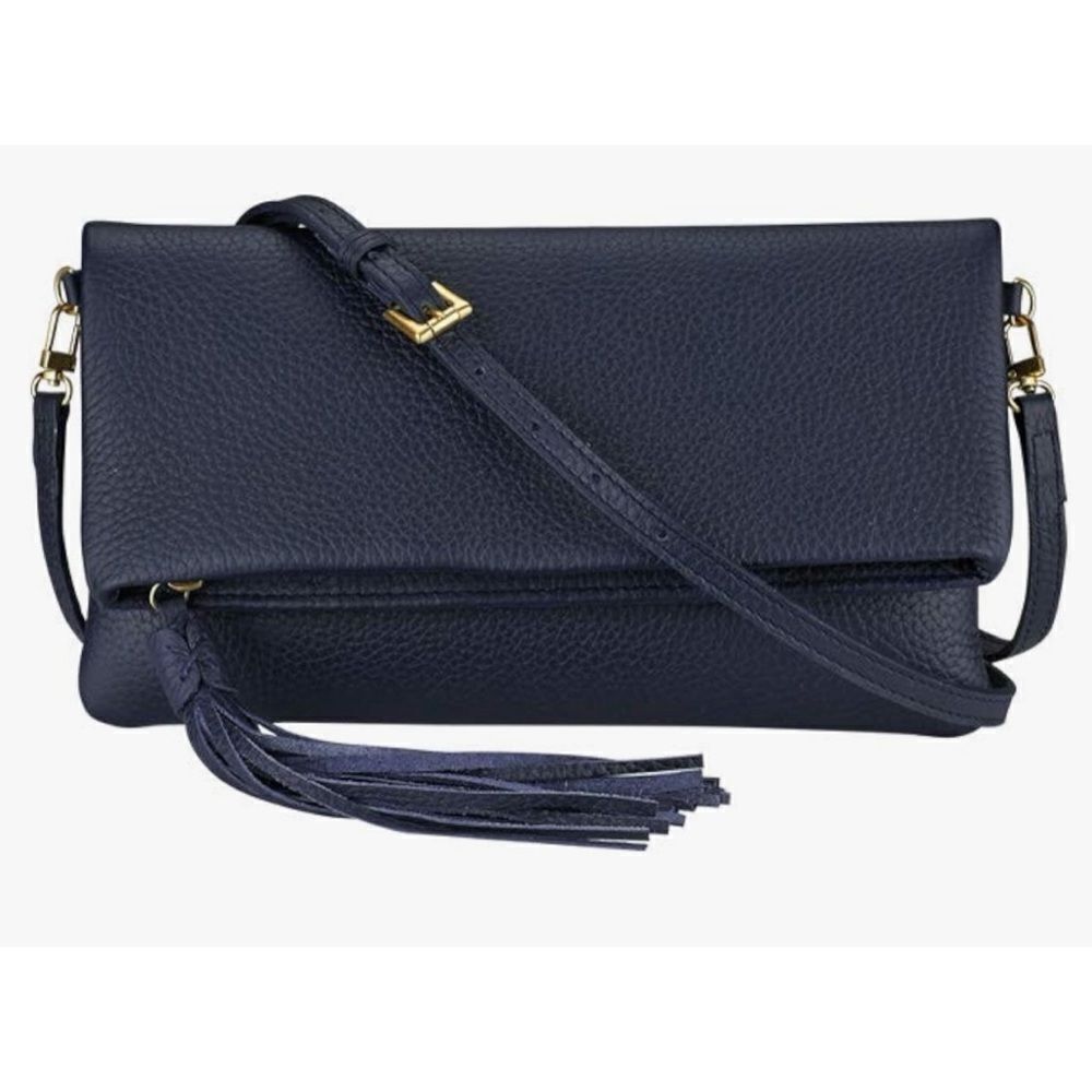GiGi New York Handcrafted Pebble Leather Stella Foldover Clutch / Crossbody Bag